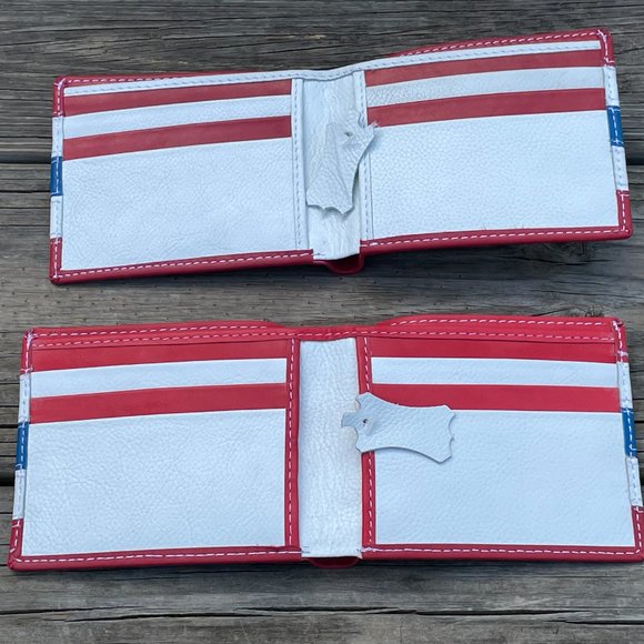 Multicolor Men Wallet US Flag Bifold Cardholder Handmade Genuine Leather Men Pur - Picture 9 of 12